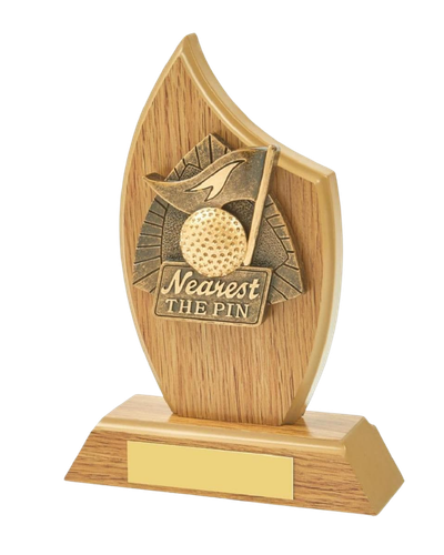 Wooden nearest the pin golf plaque by Trophy Xpert